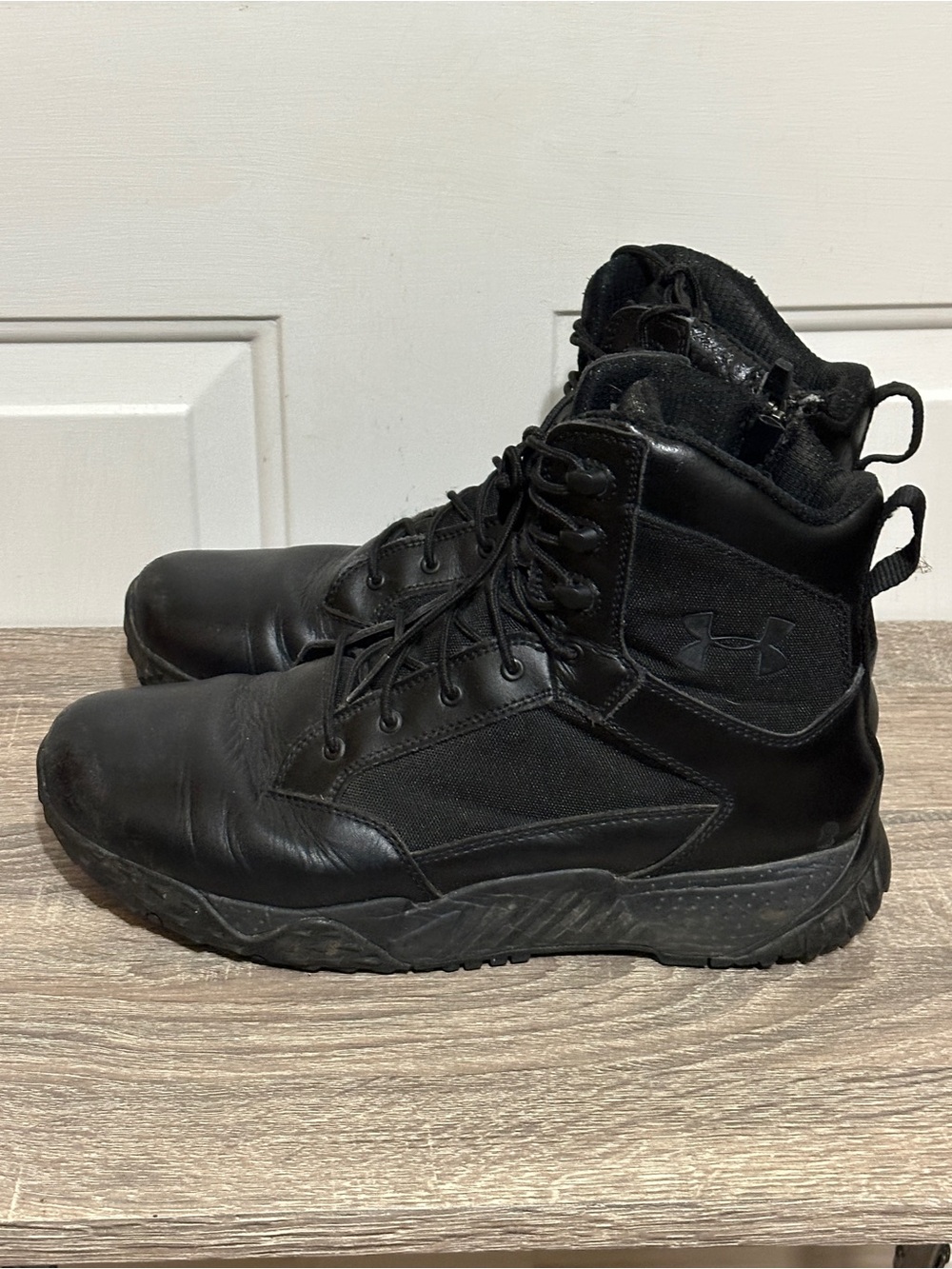 Under Armour Boots Mens Size 11 Black Leather Combat Zip Tactical 1303129-001